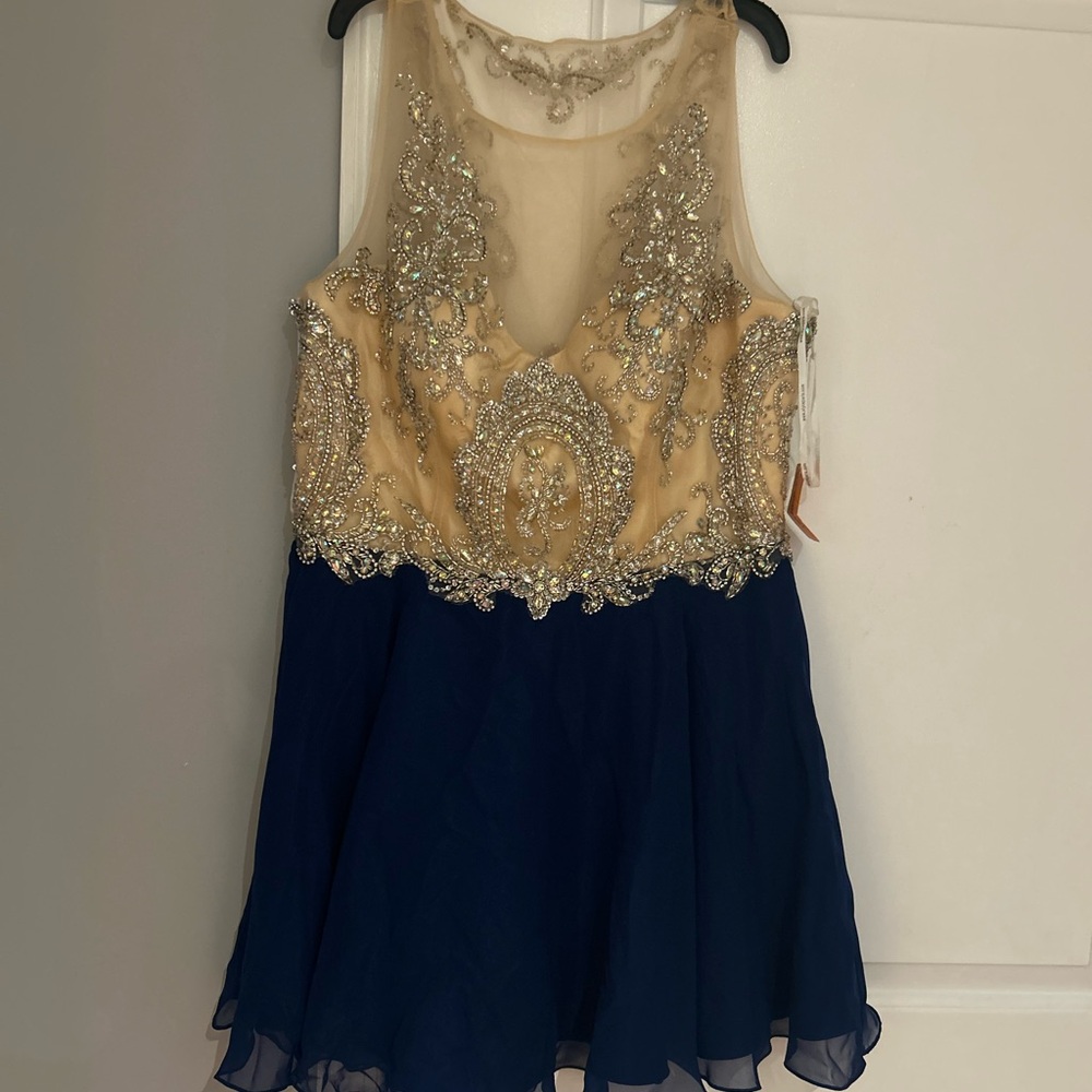 Elegant Beaded Dress with Navy bottom